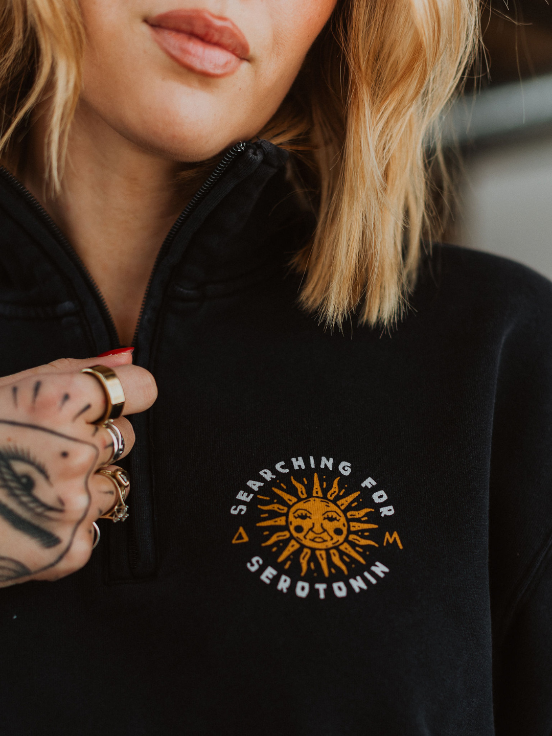 Searching for Serotonin 1/4 Zip Sweater - Octopied Mind