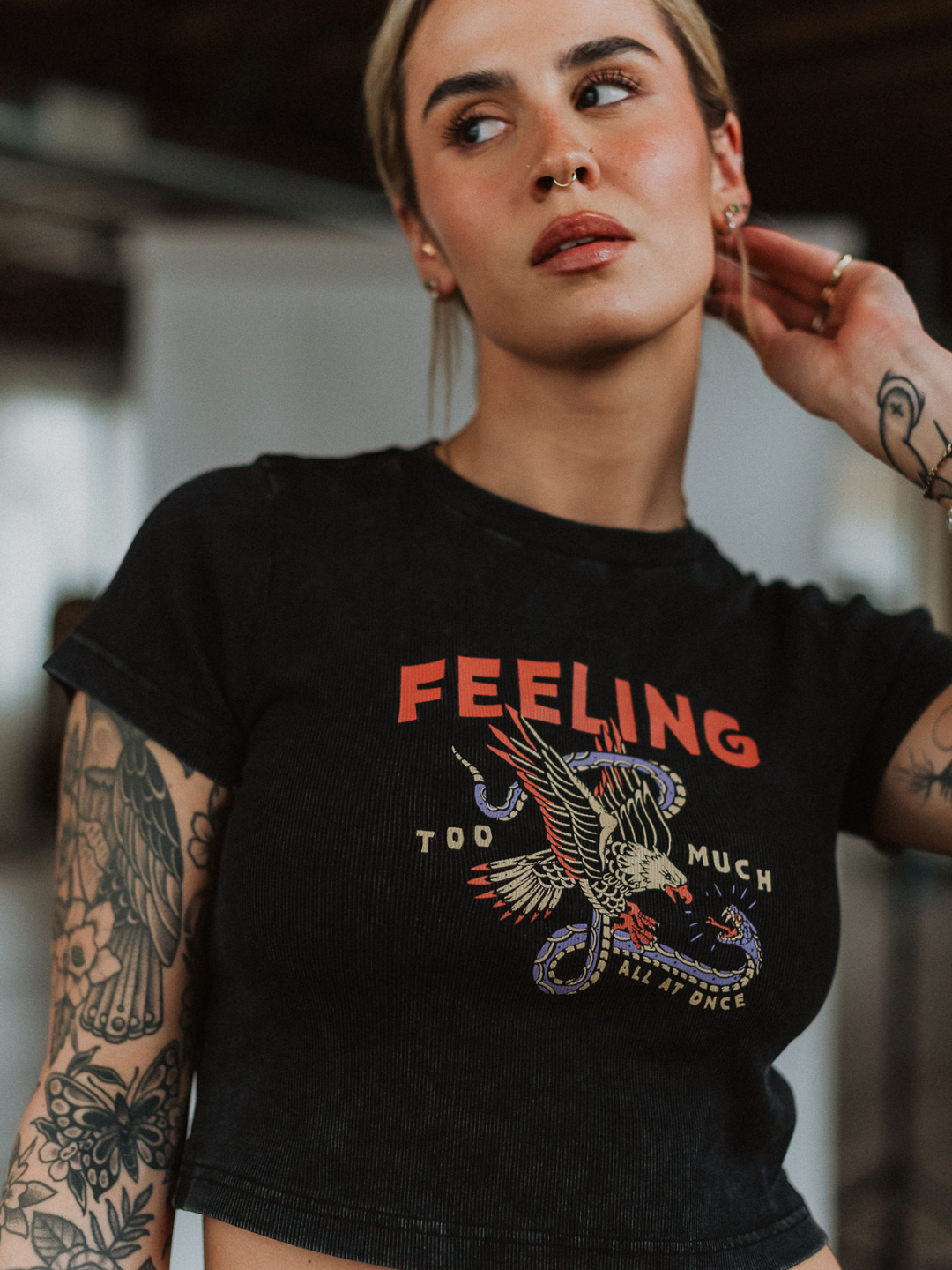 Feeling Too Much Ribbed Baby Tee - Octopied Mind