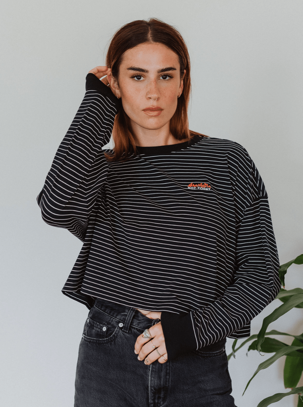 Not Today Striped Long Sleeve - Octopied Mind