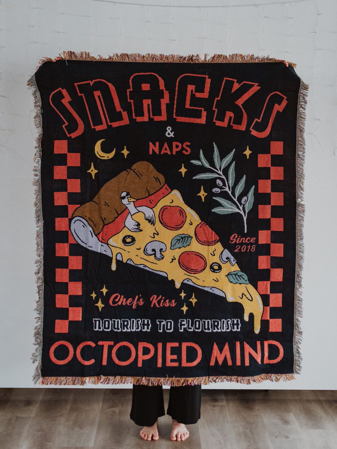 Snacks and Naps Woven Blanket - Octopied Mind