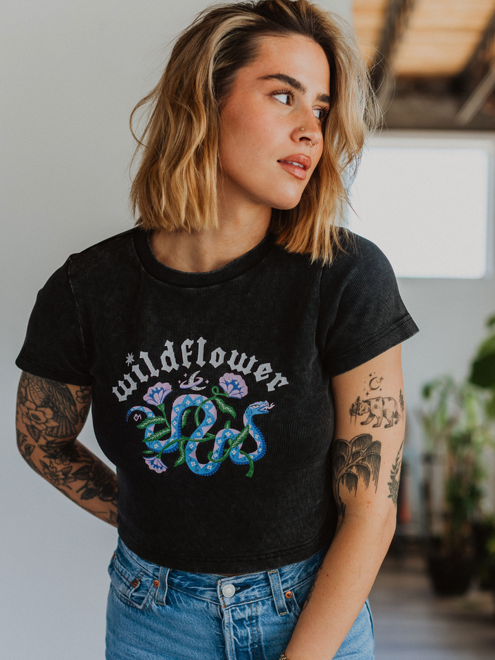 Wildflower Ribbed Baby Tee - Octopied Mind