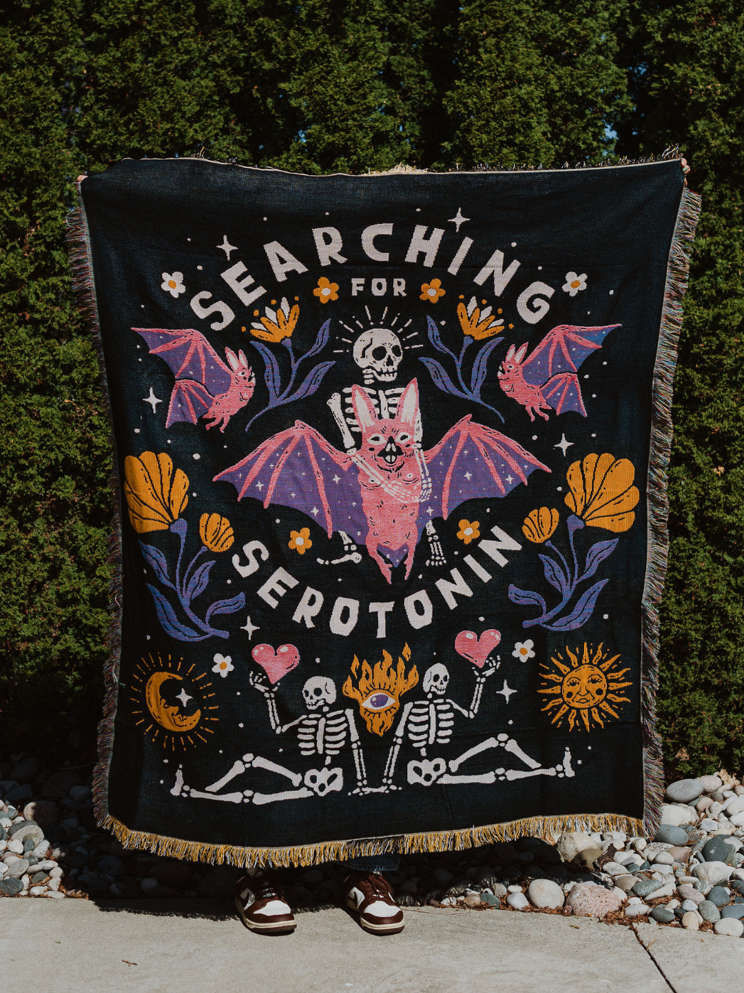 Searching for Serotonin Woven Blanket - Octopied Mind