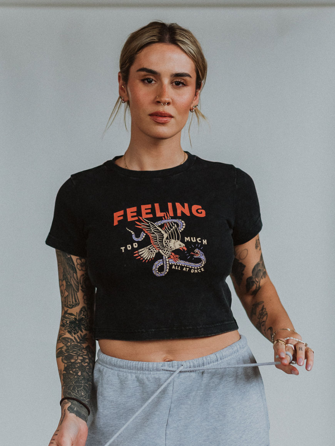 Feeling Too Much Ribbed Baby Tee - Octopied Mind