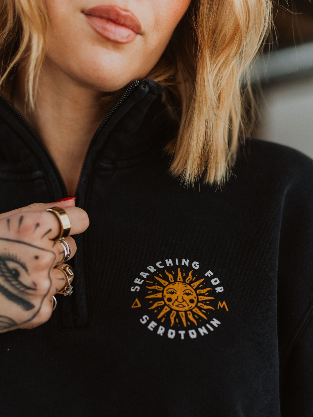 Searching for Serotonin 1/4 Zip Sweater - Octopied Mind