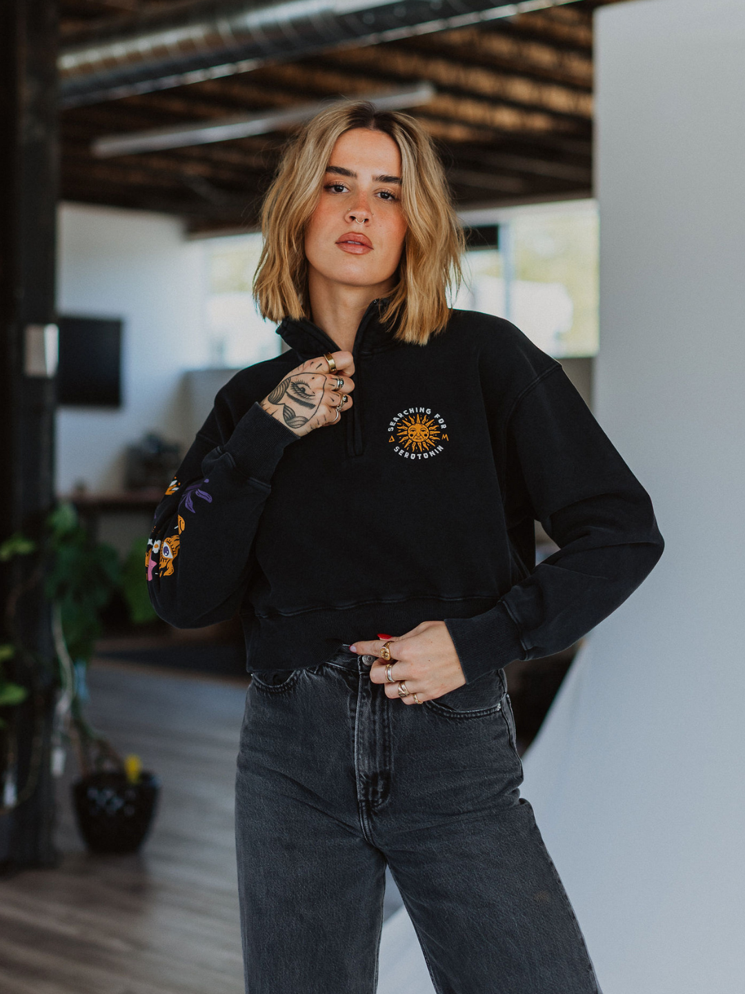 Searching for Serotonin 1/4 Zip Sweater - Octopied Mind