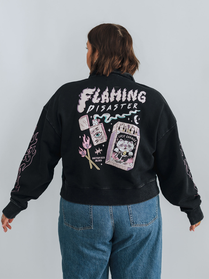 Flaming Disaster 1/4 Zip Sweater