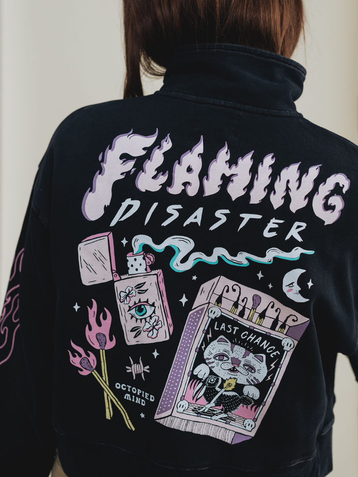 Flaming Disaster 1/4 Zip Sweater
