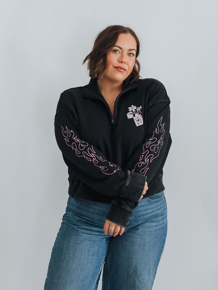 Flaming Disaster 1/4 Zip Sweater