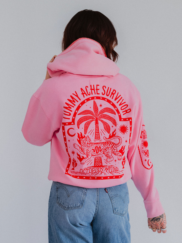 Sweat à capuche zippé « Survivant des maux de ventre »