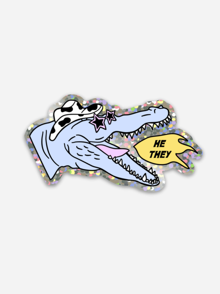 He/They Glitter Sticker - Octopied Mind