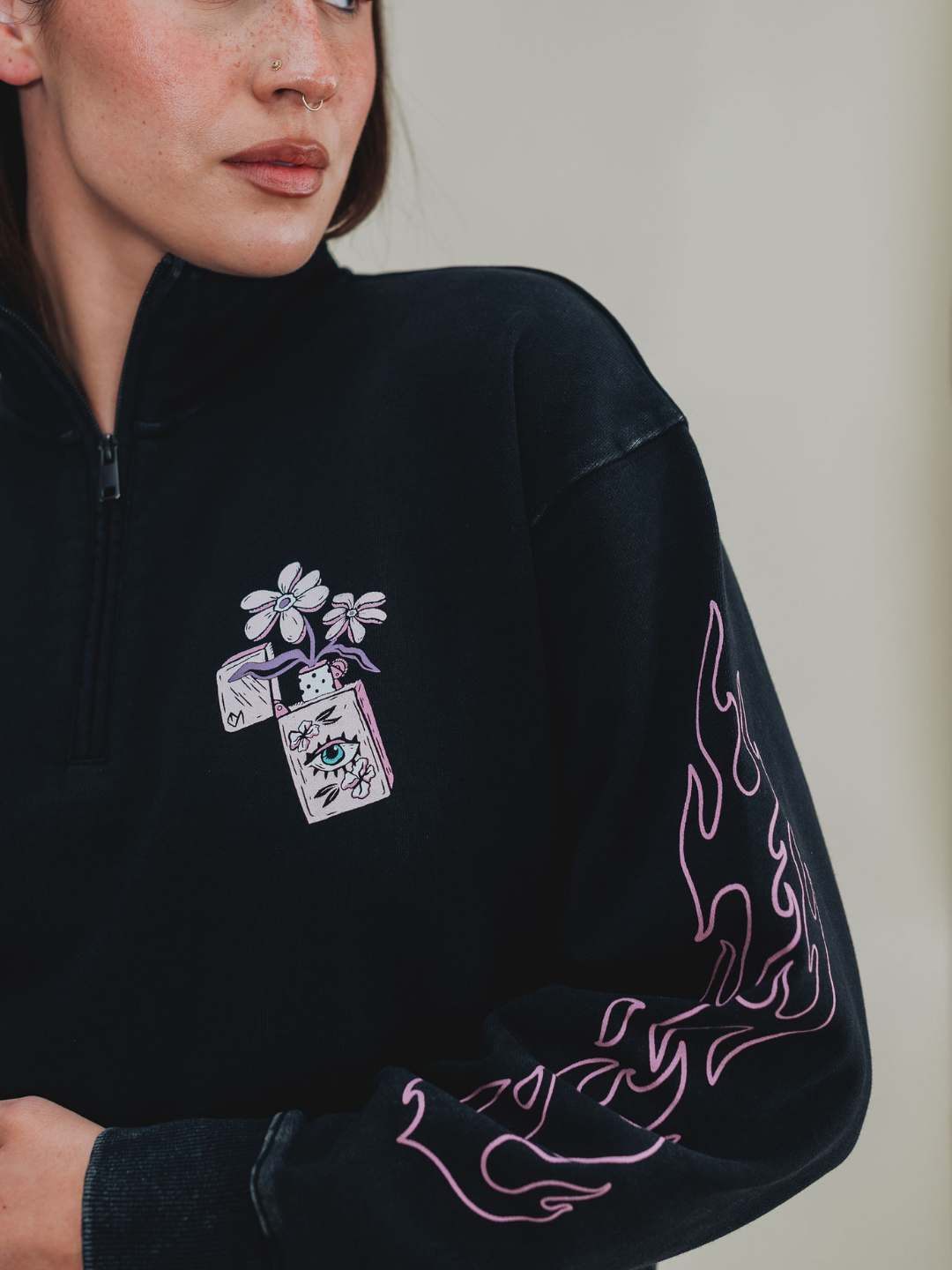 Flaming Disaster 1/4 Zip Sweater