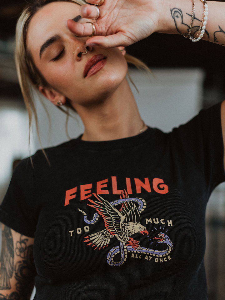 Feeling Too Much Ribbed Baby Tee - Octopied Mind