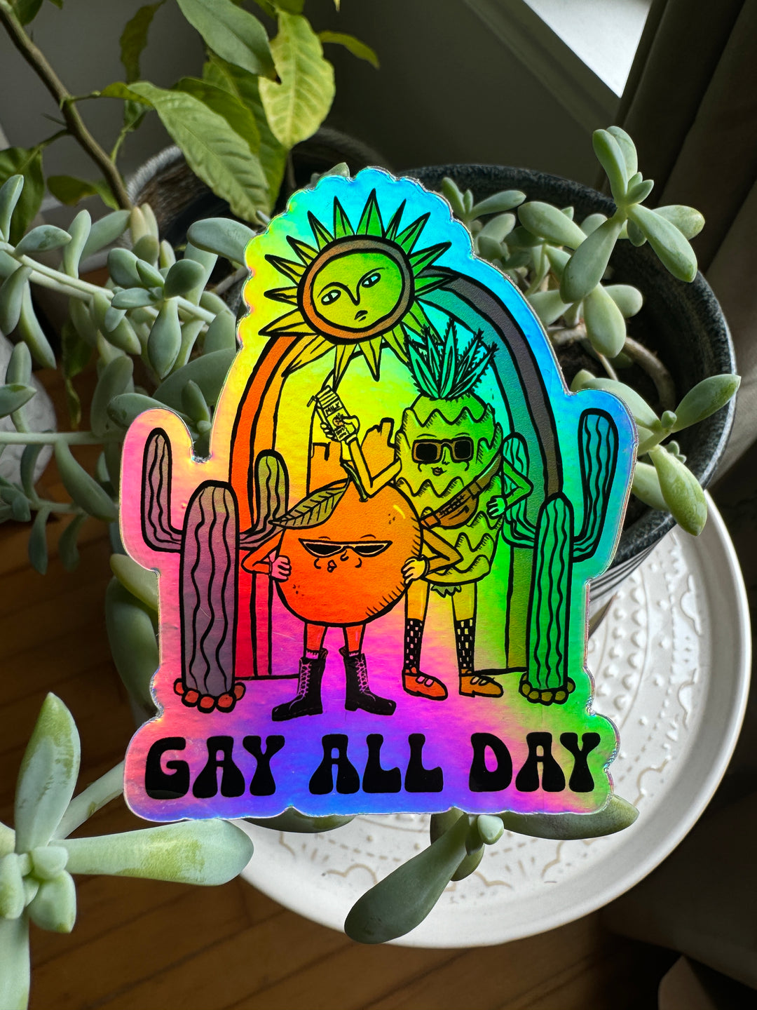 Gay All Day Holographic Sticker - Octopied Mind
