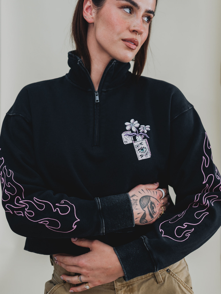 Flaming Disaster 1/4 Zip Sweater