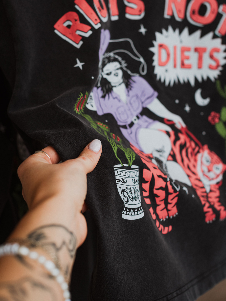Riots Not Diets Mineral Wash T-Shirt - Octopied Mind