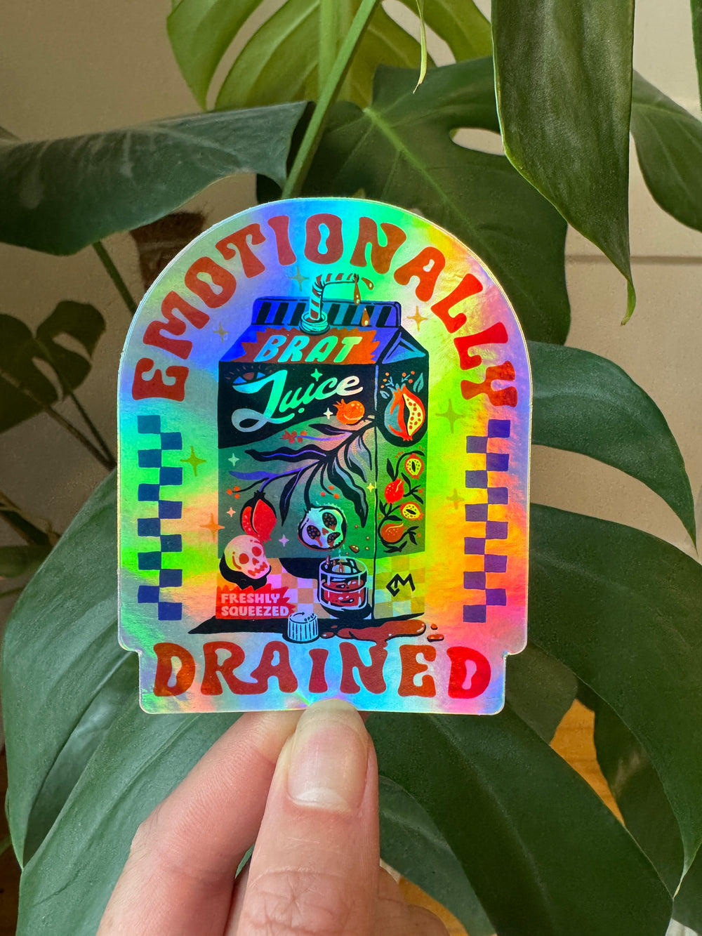 Emotionally Drained Holographic Sticker - Octopied Mind