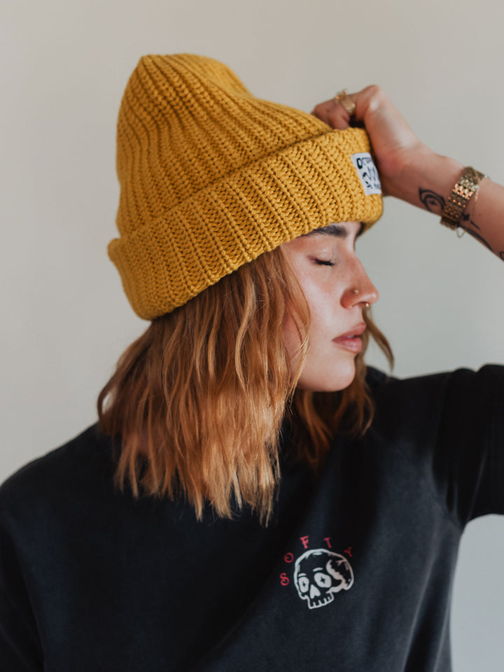 Knit Beanie - Mustard