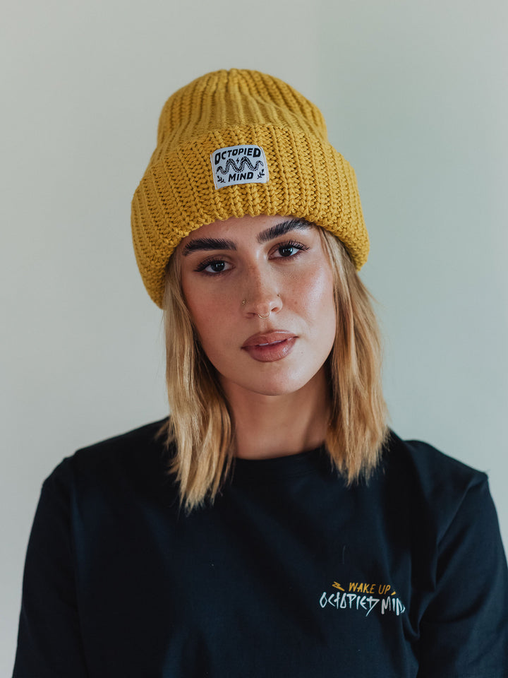 Knit Beanie - Mustard