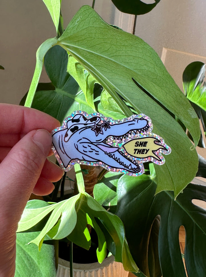 She/They Glitter Sticker - Octopied Mind
