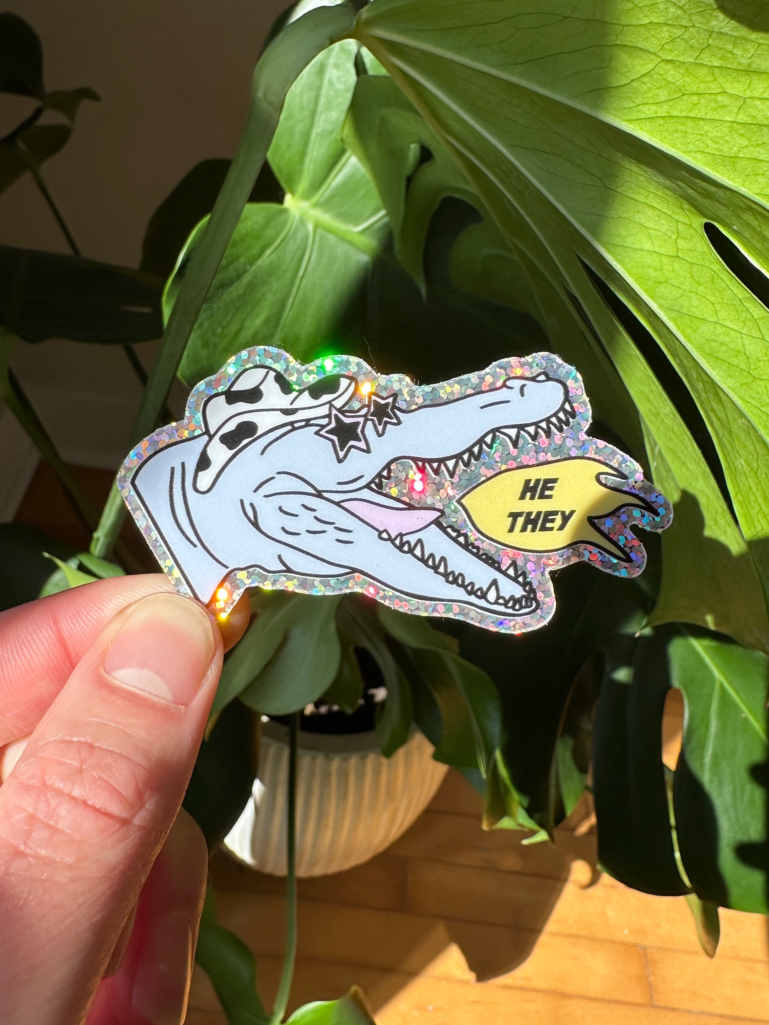 He/They Glitter Sticker - Octopied Mind