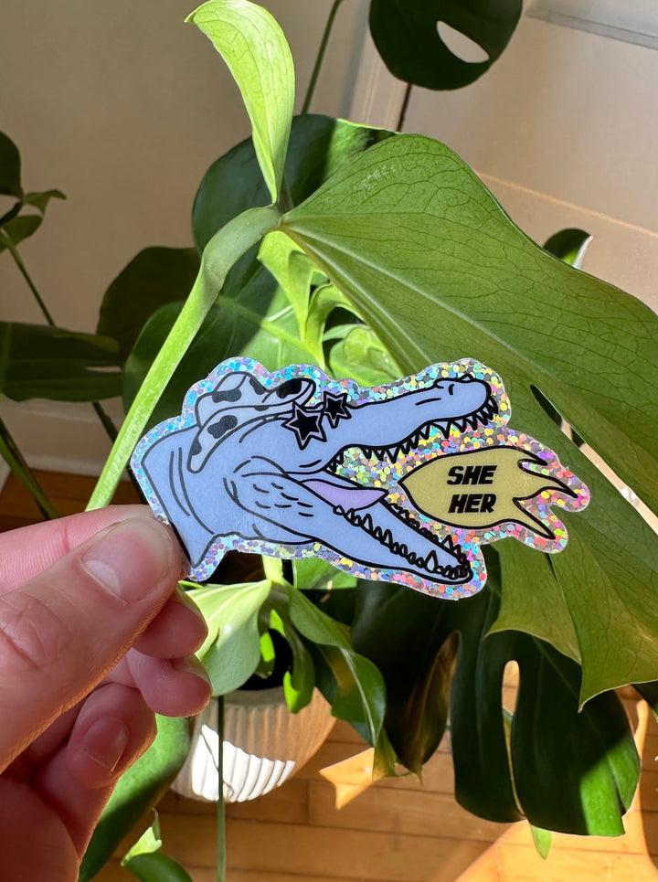 She/Her Glitter Sticker - Octopied Mind
