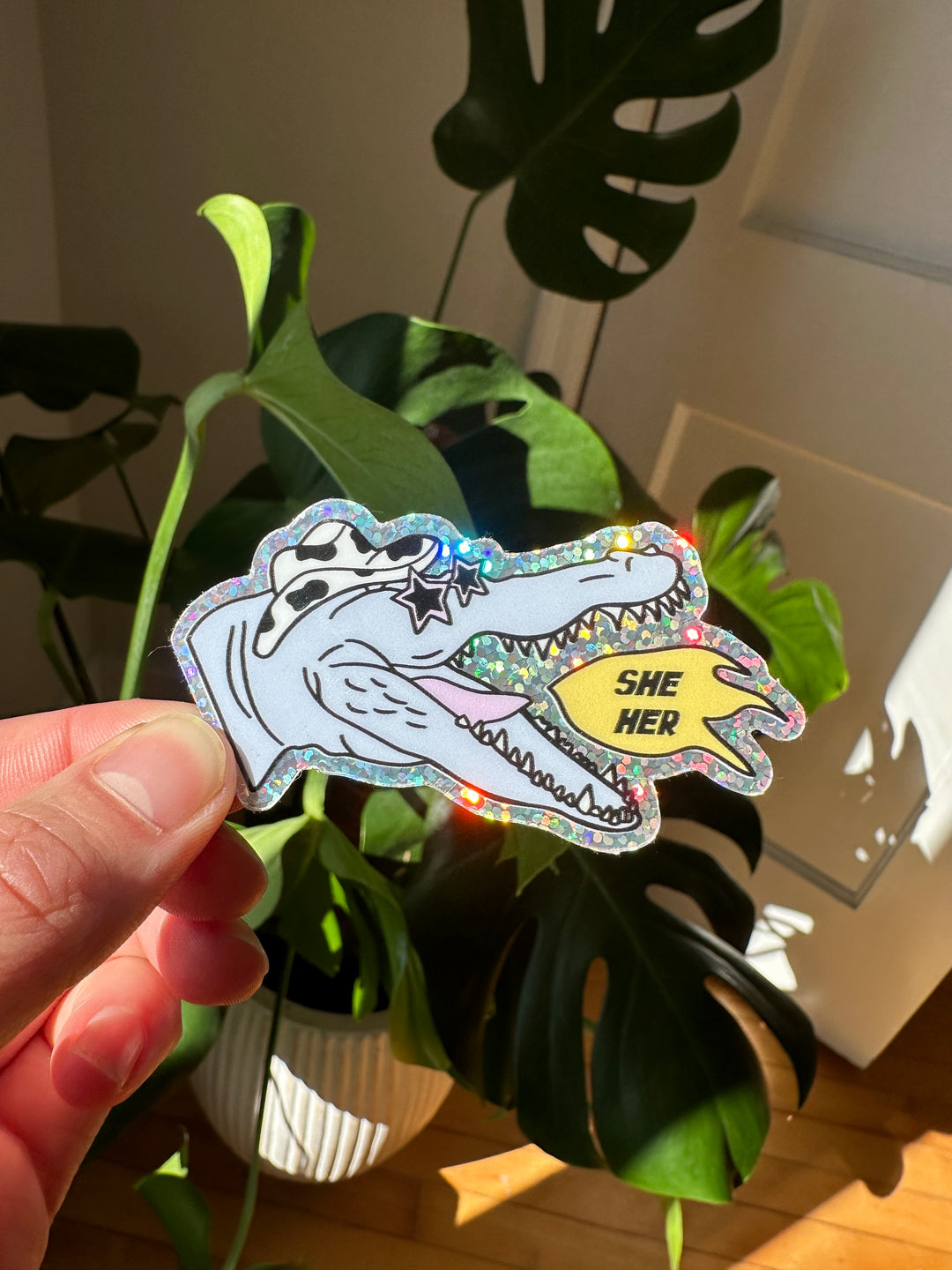 She/Her Glitter Sticker - Octopied Mind